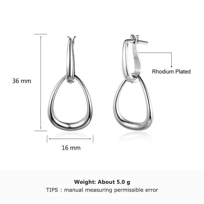 Personalized Jewel Earrings Irregular Shape Hollow Design Hoop Earrings For Women Fashion Rhodium Plated Jewelry Party Gift