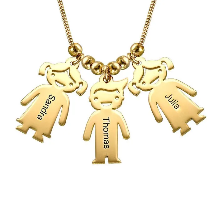 Personalized Jewel Necklaces My Children Engraved Sterling Silver Necklace 3 Custom Name Birthstones
