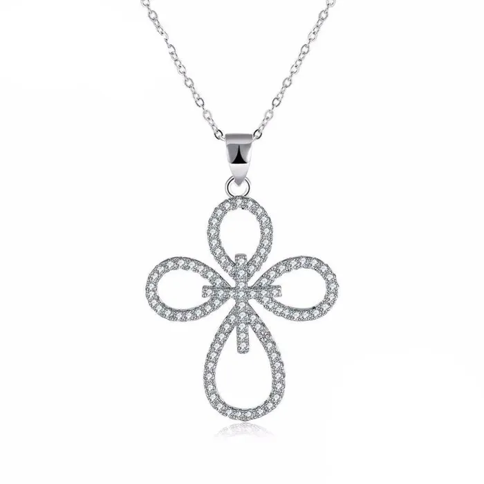 Personalized Jewel Necklaces Solid Womens 925 Sterling Silver Necklace with Cross Pattern CZ Pendant Fashion Wedding Jewelry for Females Trendy Pendant Necklace Personalized Jewel Necklaces Solid Womens 925 Sterling Silver Necklace with Cross Pattern CZ Pendant Fashion Wedding Jewelry for Females Trendy Pendant Necklace