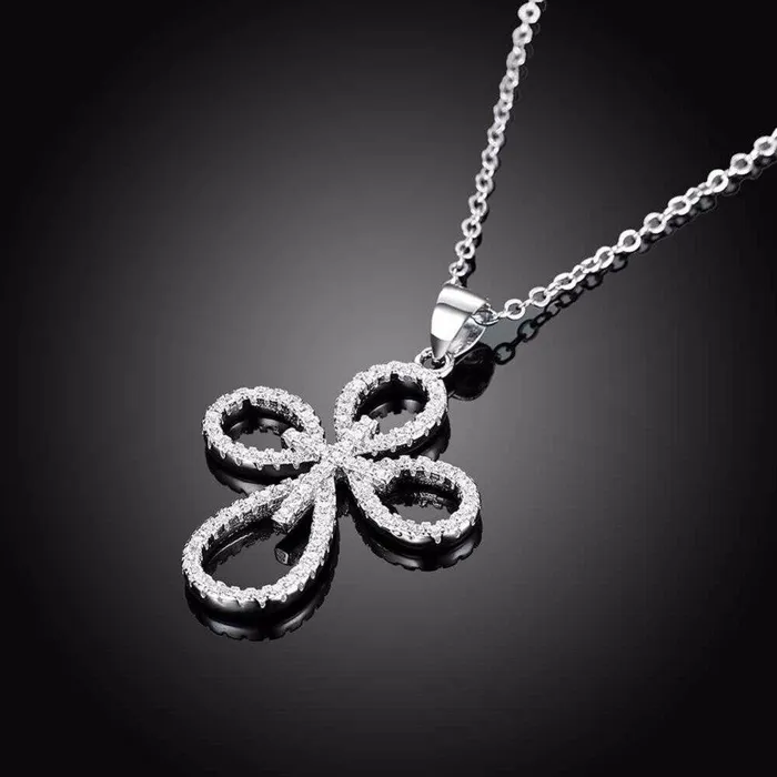 Personalized Jewel Necklaces Solid Womens 925 Sterling Silver Necklace with Cross Pattern CZ Pendant Fashion Wedding Jewelry for Females Trendy Pendant Necklace