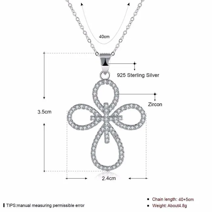 Personalized Jewel Necklaces Solid Womens 925 Sterling Silver Necklace with Cross Pattern CZ Pendant Fashion Wedding Jewelry for Females Trendy Pendant Necklace
