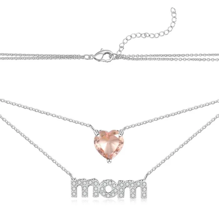 Personalized Womens Copper Layered Necklace with Customize Cubic Zirconia Heart Birthstone Pendant Fashion Jewelry Gift for Mothers Day Personalized Jewel Necklaces Personalized Womens Copper Layered Necklace with Customize Cubic Zirconia Heart Birthstone Pendant Fashion Jewelry Gift for Mothers Day Personalized Jewel Necklaces