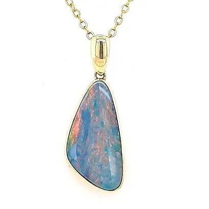 PreStyled Sets Australian Opal Cutters Australian Doublet Opal Pendant Set in 14K Yellow Gold PreStyled Sets Australian Opal Cutters Australian Doublet Opal Pendant Set in 14K Yellow Gold