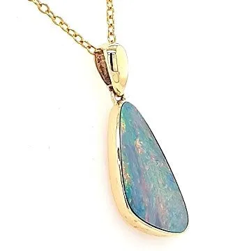 PreStyled Sets Australian Opal Cutters Australian Doublet Opal Pendant Set in 14K Yellow Gold PreStyled Sets Australian Opal Cutters Australian Doublet Opal Pendant Set in 14K Yellow Gold