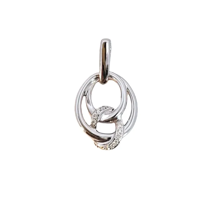 PreStyled Sets Breuning 14k Gold Interlocking Ovals Pave Diamond Pendant