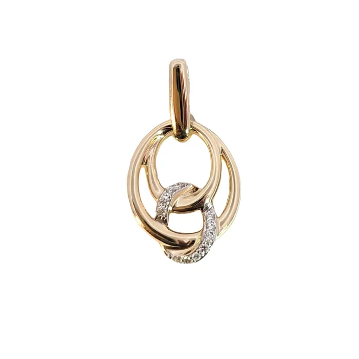 PreStyled Sets Breuning 14k Gold Interlocking Ovals Pave Diamond Pendant