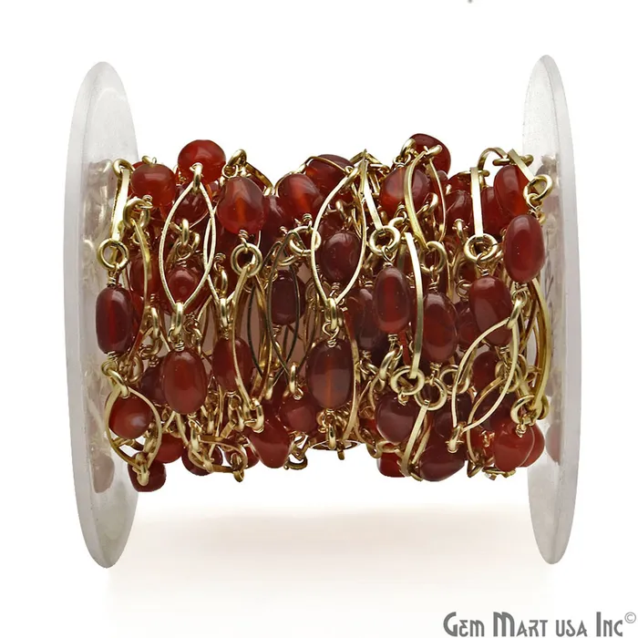 PreStyled Sets Carnelian Gold Plated Marquise Finding Rosary Chain GemMartUSA