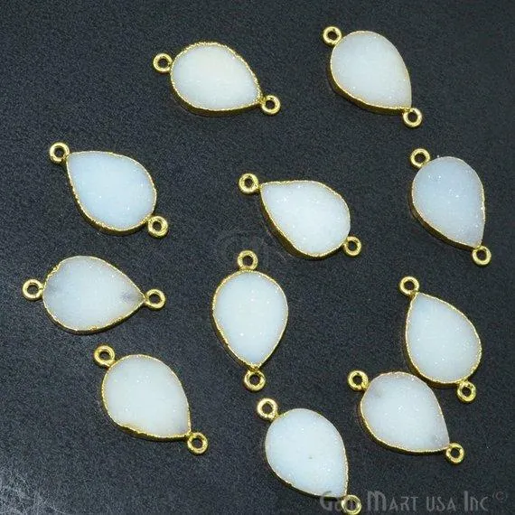 PreStyled Sets GemMartUSA Gold Electroplated 13x18mm Pears Double Bail Druzy Gemstone Connector