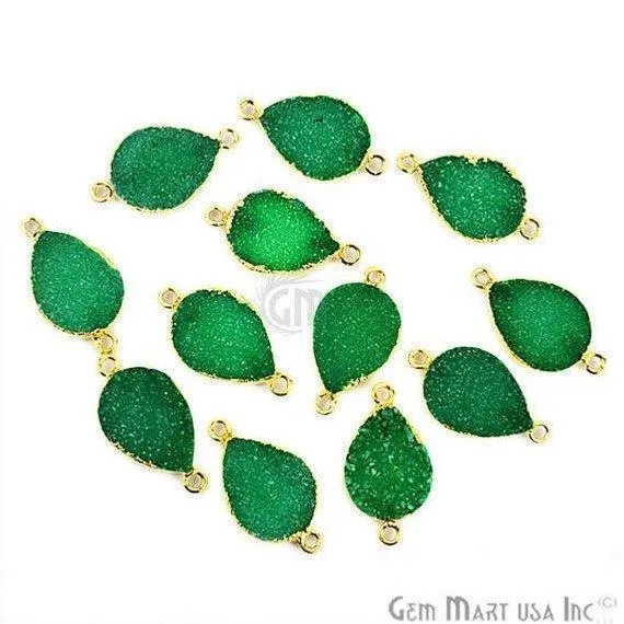 PreStyled Sets GemMartUSA Gold Electroplated 13x18mm Pears Double Bail Druzy Gemstone Connector