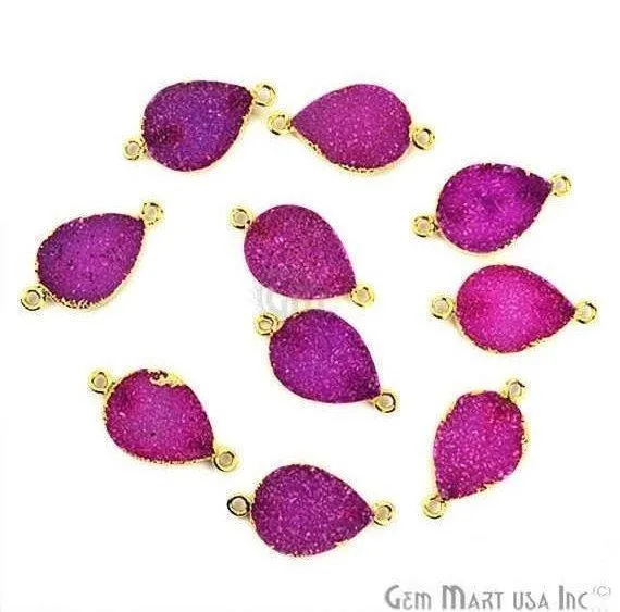 PreStyled Sets GemMartUSA Gold Electroplated 13x18mm Pears Double Bail Druzy Gemstone Connector
