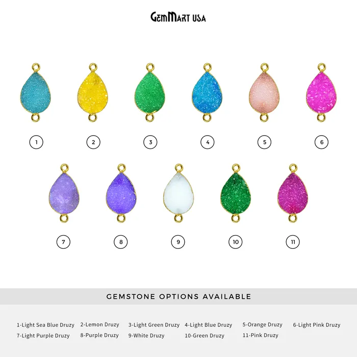 PreStyled Sets GemMartUSA Gold Electroplated 13x18mm Pears Double Bail Druzy Gemstone Connector