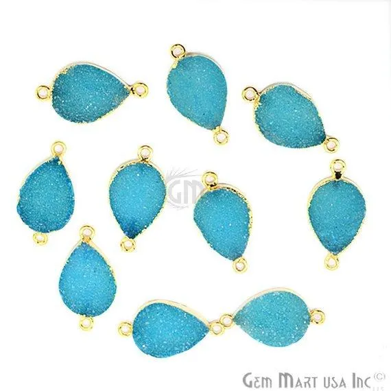 PreStyled Sets GemMartUSA Gold Electroplated 13x18mm Pears Double Bail Druzy Gemstone Connector