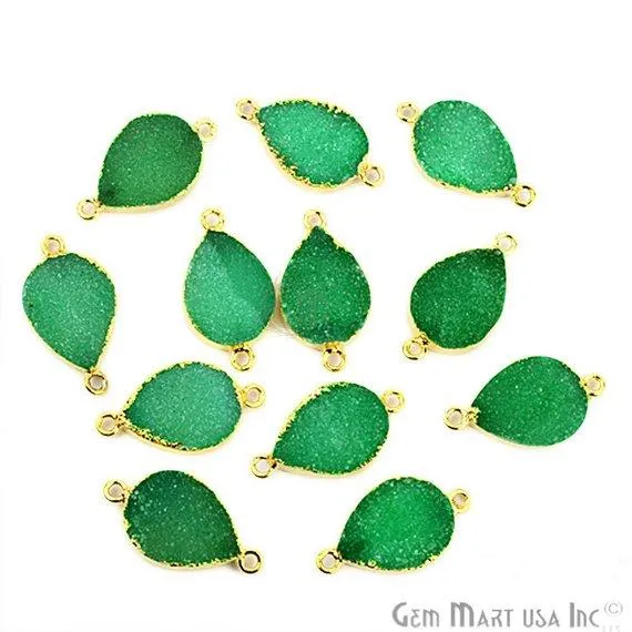 PreStyled Sets GemMartUSA Gold Electroplated 13x18mm Pears Double Bail Druzy Gemstone Connector