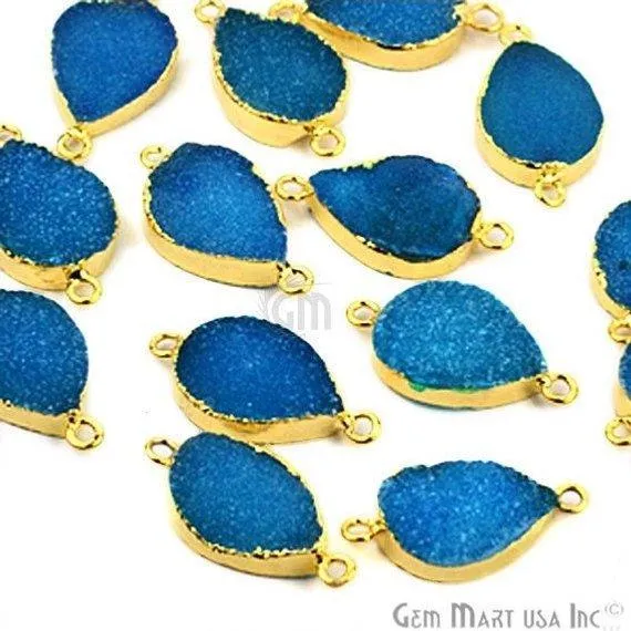 PreStyled Sets GemMartUSA Gold Electroplated 13x18mm Pears Double Bail Druzy Gemstone Connector