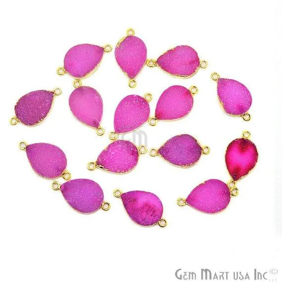 PreStyled Sets GemMartUSA Gold Electroplated 13x18mm Pears Double Bail Druzy Gemstone Connector