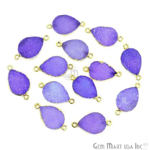 PreStyled Sets GemMartUSA Gold Electroplated 13x18mm Pears Double Bail Druzy Gemstone Connector