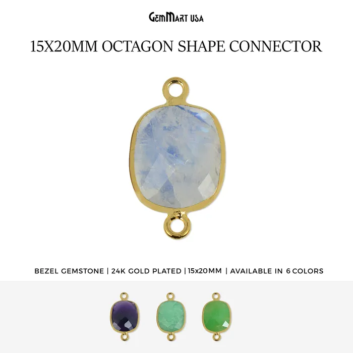 PreStyled Sets GemMartUSA Octagon 15x20mm Gold Bezel Double Bail Gemstone Connector PreStyled Sets GemMartUSA Octagon 15x20mm Gold Bezel Double Bail Gemstone Connector