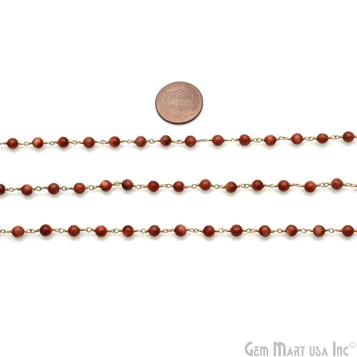 PreStyled Sets GemMartUSA Synthetic Sunstone Cabochon 45mm Gold Wire Wrapped Rosary Chain PreStyled Sets GemMartUSA Synthetic Sunstone Cabochon 45mm Gold Wire Wrapped Rosary Chain