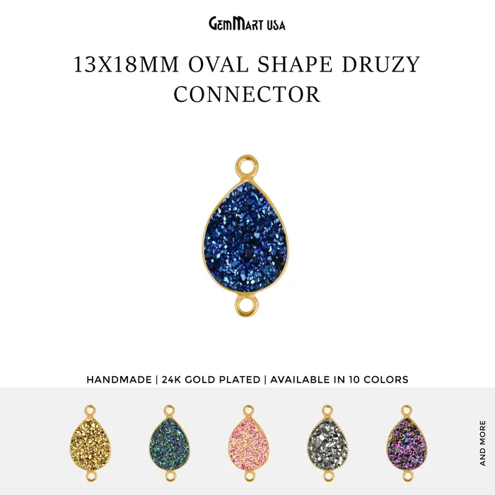PreStyled Sets GemMartUSA Titanium Druzy 13x18mm Pears Gold Double Bail Bezel Gemstone Connector PreStyled Sets GemMartUSA Titanium Druzy 13x18mm Pears Gold Double Bail Bezel Gemstone Connector
