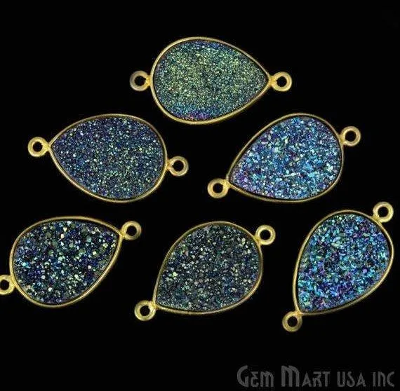 PreStyled Sets GemMartUSA Titanium Druzy 13x18mm Pears Gold Double Bail Bezel Gemstone Connector PreStyled Sets GemMartUSA Titanium Druzy 13x18mm Pears Gold Double Bail Bezel Gemstone Connector