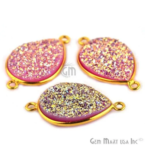 PreStyled Sets GemMartUSA Titanium Druzy 13x18mm Pears Gold Double Bail Bezel Gemstone Connector PreStyled Sets GemMartUSA Titanium Druzy 13x18mm Pears Gold Double Bail Bezel Gemstone Connector
