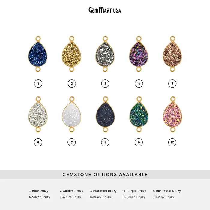 PreStyled Sets GemMartUSA Titanium Druzy 13x18mm Pears Gold Double Bail Bezel Gemstone Connector PreStyled Sets GemMartUSA Titanium Druzy 13x18mm Pears Gold Double Bail Bezel Gemstone Connector