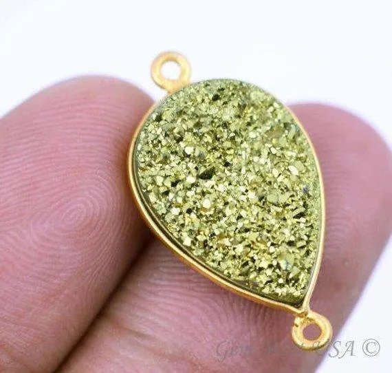PreStyled Sets GemMartUSA Titanium Druzy 13x18mm Pears Gold Double Bail Bezel Gemstone Connector PreStyled Sets GemMartUSA Titanium Druzy 13x18mm Pears Gold Double Bail Bezel Gemstone Connector