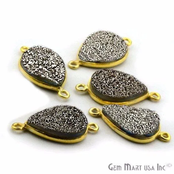 PreStyled Sets GemMartUSA Titanium Druzy 13x18mm Pears Gold Double Bail Bezel Gemstone Connector PreStyled Sets GemMartUSA Titanium Druzy 13x18mm Pears Gold Double Bail Bezel Gemstone Connector