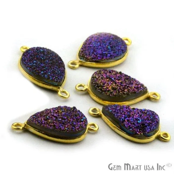 PreStyled Sets GemMartUSA Titanium Druzy 13x18mm Pears Gold Double Bail Bezel Gemstone Connector PreStyled Sets GemMartUSA Titanium Druzy 13x18mm Pears Gold Double Bail Bezel Gemstone Connector