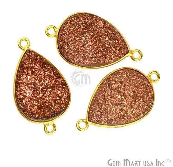 PreStyled Sets GemMartUSA Titanium Druzy 13x18mm Pears Gold Double Bail Bezel Gemstone Connector PreStyled Sets GemMartUSA Titanium Druzy 13x18mm Pears Gold Double Bail Bezel Gemstone Connector