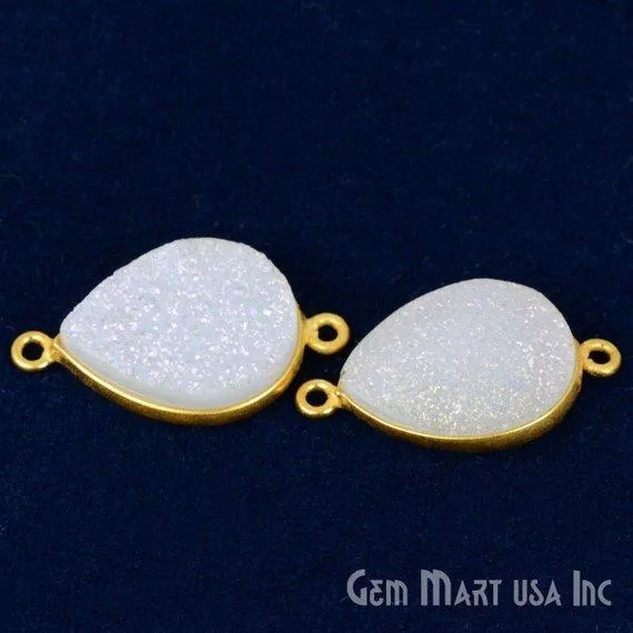 PreStyled Sets GemMartUSA Titanium Druzy 13x18mm Pears Gold Double Bail Bezel Gemstone Connector PreStyled Sets GemMartUSA Titanium Druzy 13x18mm Pears Gold Double Bail Bezel Gemstone Connector