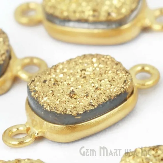 PreStyled Sets GemMartUSA Titanium Druzy 8x10mm Octagon Double Bail Gold Bezel Gemstone Connector PreStyled Sets GemMartUSA Titanium Druzy 8x10mm Octagon Double Bail Gold Bezel Gemstone Connector