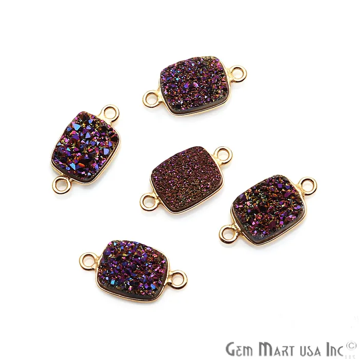 PreStyled Sets GemMartUSA Titanium Druzy 8x10mm Octagon Double Bail Gold Bezel Gemstone Connector PreStyled Sets GemMartUSA Titanium Druzy 8x10mm Octagon Double Bail Gold Bezel Gemstone Connector