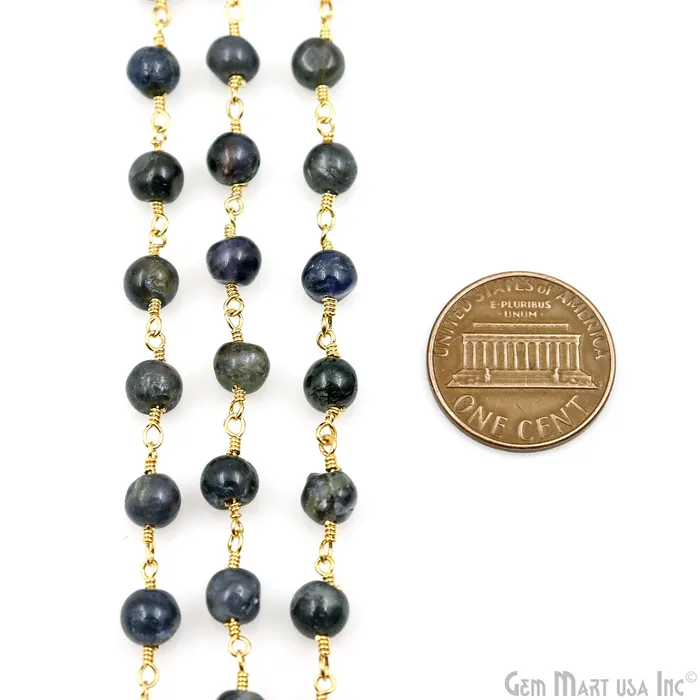 PreStyled Sets Iolite Cabochon 67mm Gold Wire Wrapped Rosary Chain GemMartUSA PreStyled Sets Iolite Cabochon 67mm Gold Wire Wrapped Rosary Chain GemMartUSA