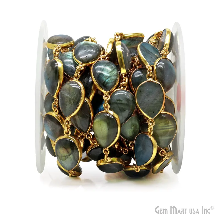 PreStyled Sets Labradorite 12x16mm Pears Gold Plated Bezel Cabochon Continuous Connector Chain GemMartUSA PreStyled Sets Labradorite 12x16mm Pears Gold Plated Bezel Cabochon Continuous Connector Chain GemMartUSA