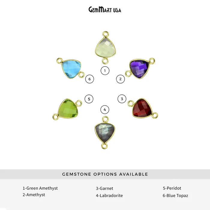 PreStyled Sets Trillion 8mm Double Bail Gold Bezel Gemstone Connector GemMartUSA