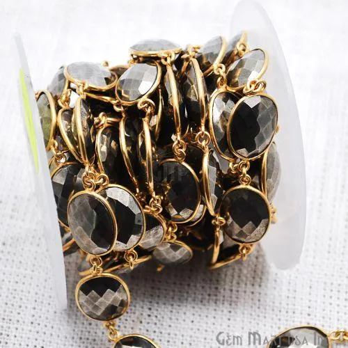 Pyrite 16x12mm Oval Gold Plated Bezel Continuous Connector Chain GemMartUSA Necklaces Pyrite 16x12mm Oval Gold Plated Bezel Continuous Connector Chain GemMartUSA Necklaces
