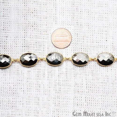 Pyrite 16x12mm Oval Gold Plated Bezel Continuous Connector Chain GemMartUSA Necklaces