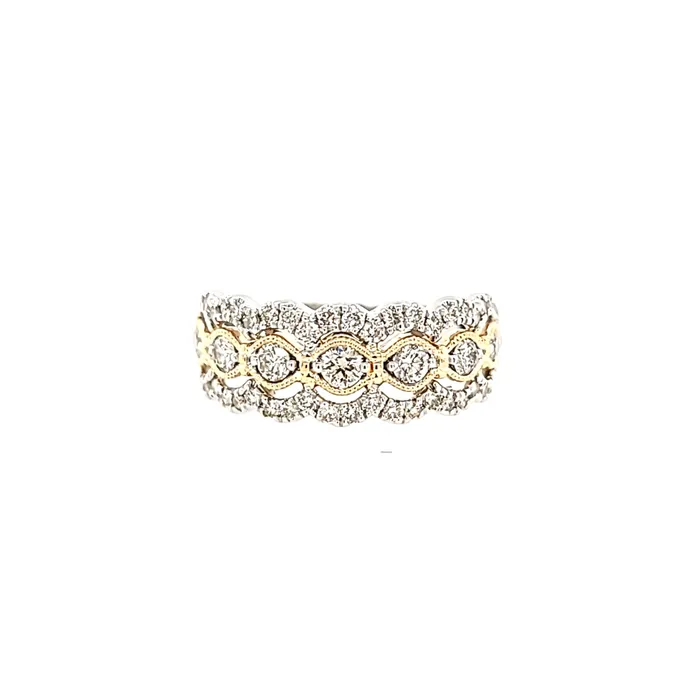 Rings Bassali Two Tone Wide Scalloped Diamond Ring I7570