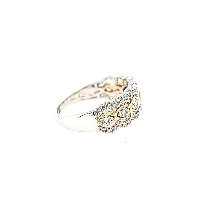 Rings Bassali Two Tone Wide Scalloped Diamond Ring I7570