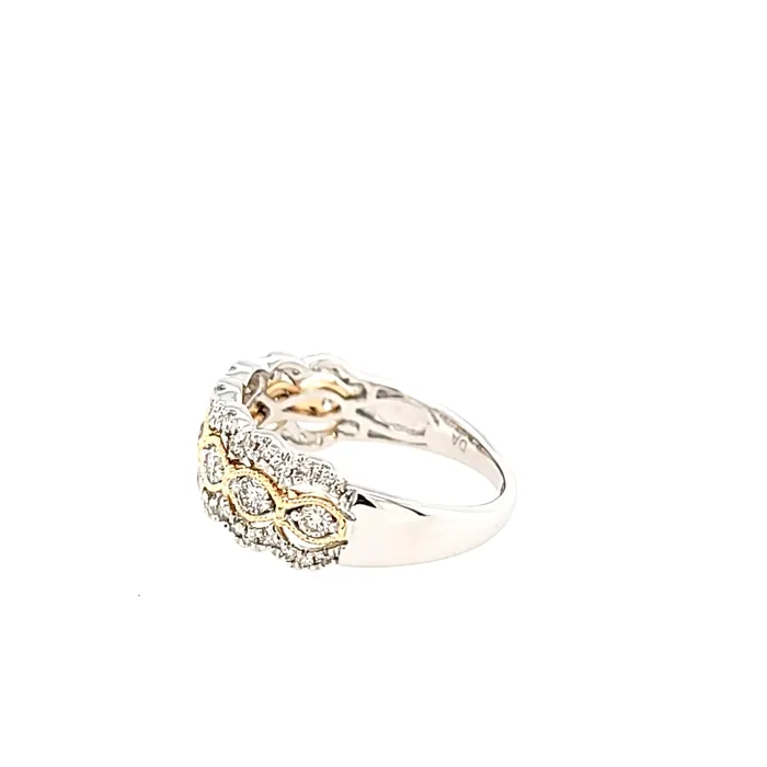 Rings Bassali Two Tone Wide Scalloped Diamond Ring I7570