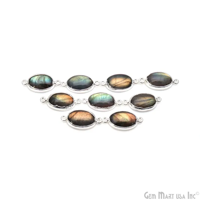 Rings Flashy Labradorite 27x13mm Cabochon Oval Double Bail Silver Electroplated Gemstone Connector GemmartUSA Rings Flashy Labradorite 27x13mm Cabochon Oval Double Bail Silver Electroplated Gemstone Connector GemmartUSA
