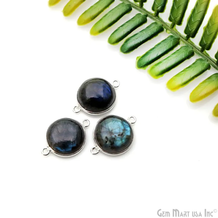 Rings GemmartUSA Flashy Labradorite Cabochon 14mm Round Double Bail Silver Plated Gemstone Connector Rings GemmartUSA Flashy Labradorite Cabochon 14mm Round Double Bail Silver Plated Gemstone Connector