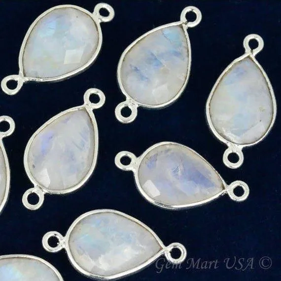 Rings GemMartUSA Pear Double Bail 10x14mm Silver Bezel Gemstone Connector Rings GemMartUSA Pear Double Bail 10x14mm Silver Bezel Gemstone Connector