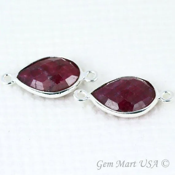 Rings GemMartUSA Pear Double Bail 10x14mm Silver Bezel Gemstone Connector Rings GemMartUSA Pear Double Bail 10x14mm Silver Bezel Gemstone Connector