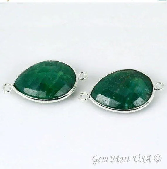 Rings GemMartUSA Pear Double Bail 10x14mm Silver Bezel Gemstone Connector Rings GemMartUSA Pear Double Bail 10x14mm Silver Bezel Gemstone Connector