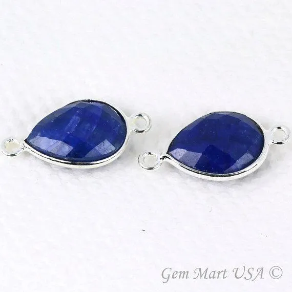 Rings GemMartUSA Pear Double Bail 10x14mm Silver Bezel Gemstone Connector Rings GemMartUSA Pear Double Bail 10x14mm Silver Bezel Gemstone Connector
