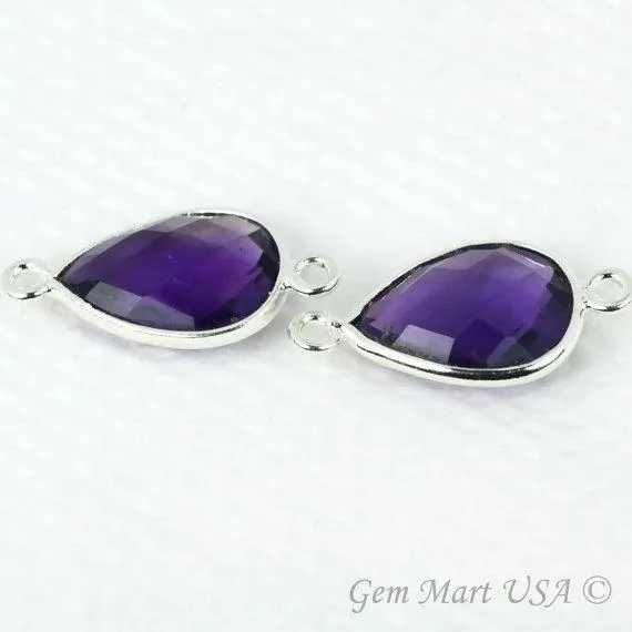 Rings GemMartUSA Pear Double Bail 10x14mm Silver Bezel Gemstone Connector Rings GemMartUSA Pear Double Bail 10x14mm Silver Bezel Gemstone Connector