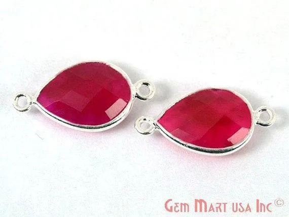Rings GemMartUSA Pear Double Bail 10x14mm Silver Bezel Gemstone Connector Rings GemMartUSA Pear Double Bail 10x14mm Silver Bezel Gemstone Connector