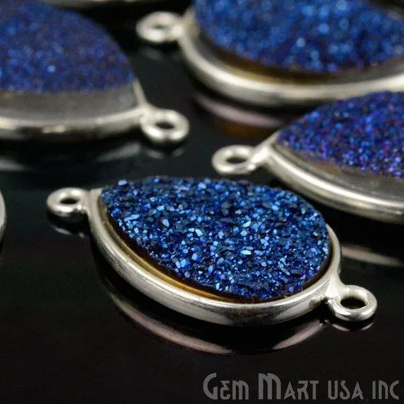 Rings GemMartUSA Titanium Druzy 13x18mm Pears Silver Double Bail Bezel Gemstone Connector Rings GemMartUSA Titanium Druzy 13x18mm Pears Silver Double Bail Bezel Gemstone Connector